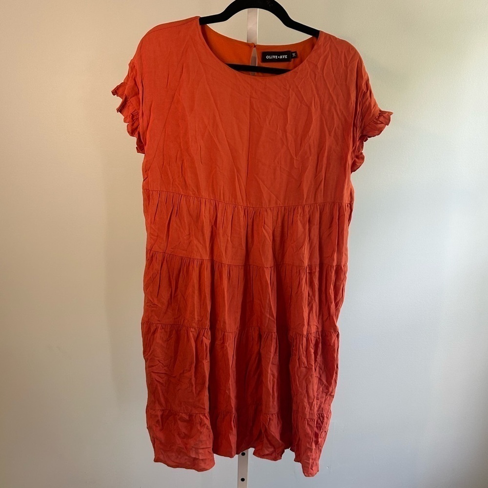 Olive Ave Orange Ruffled Dress